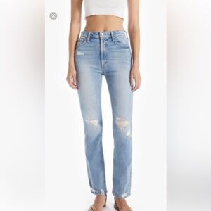 NWOT MOTHER High Waisted Rider Skimp The Confession Distressed Jeans 26